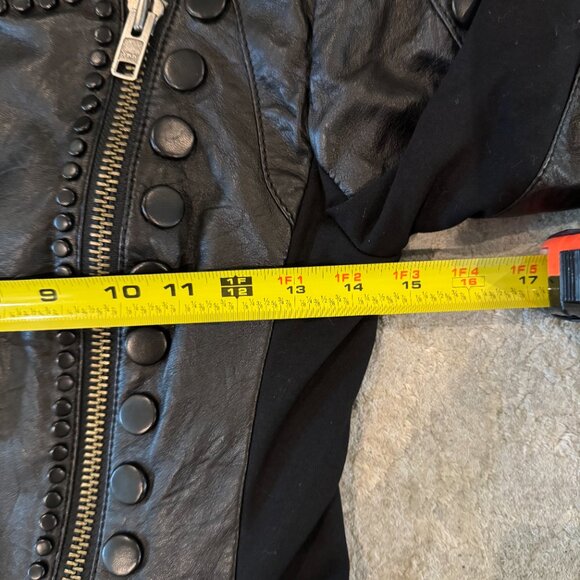 Catherine Malandrino 123JL03 Jacket Noir Cropped Lambskin Leather Black Stud NEW - Picture 8 of 14
